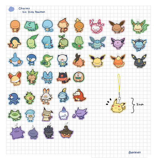 1" Pokemon Ditto Charms